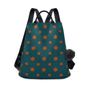 7310 Orange Polka Dots Backpack Purse Travel Casual Daypack College Bookbag